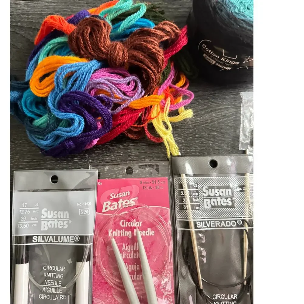 Lot of Susan Bates Knitting‎ Yarn Needles And Yarn Cross Stitch Thread